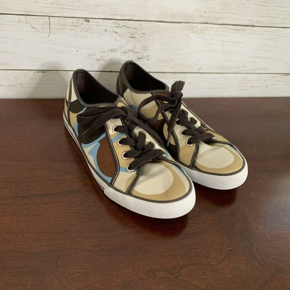 Coach Shoes - Coach Women's Size 8.5 Dalia Brown Blue C Logo Lace Up Sneaker Shoes